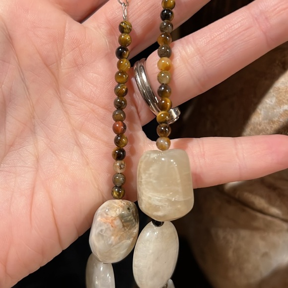 Milky and Rutilated Quartz Chunky Necklace - Picture 3 of 3